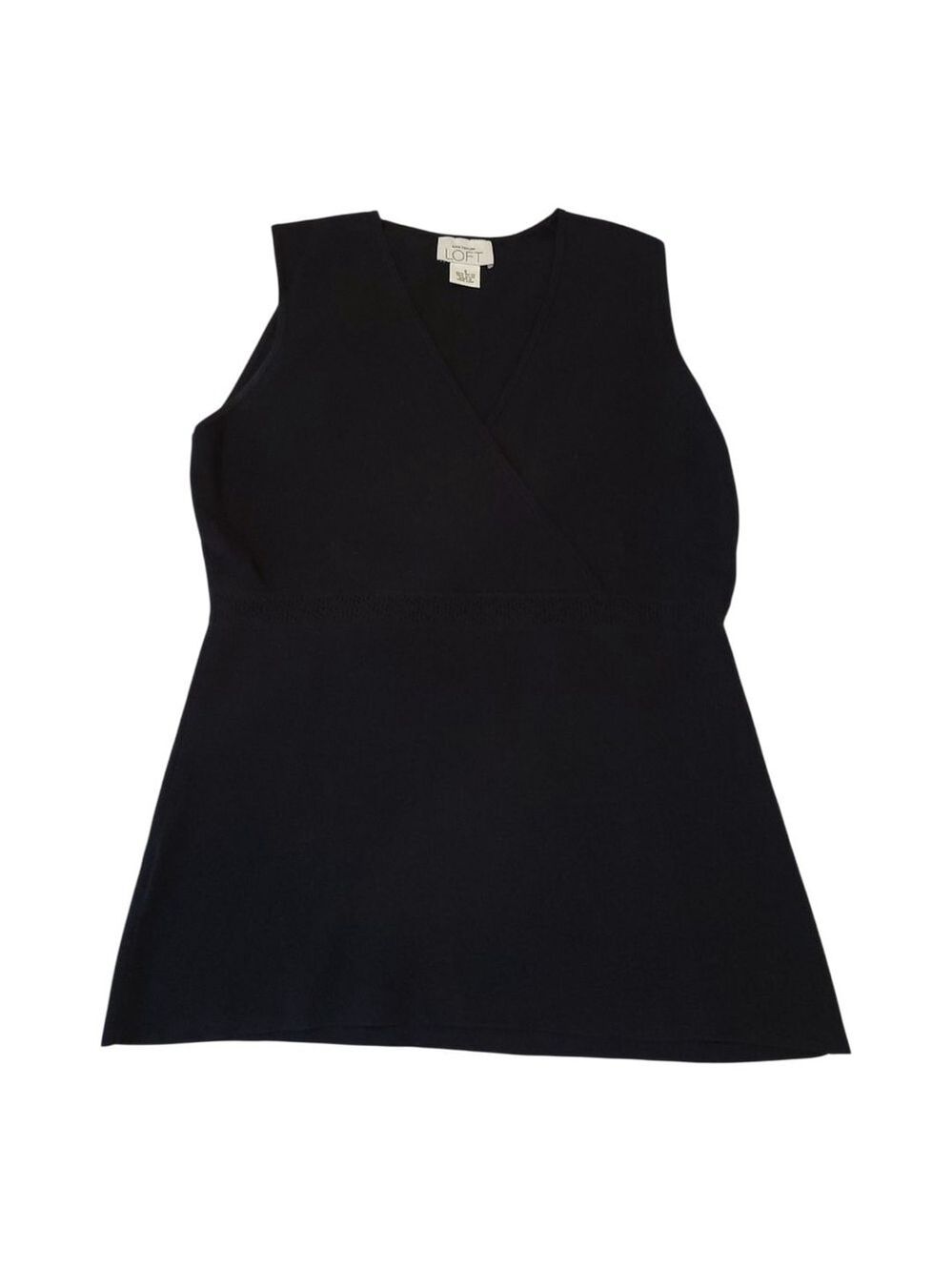 LOFT Black Sleeveless V-Neck Top Size S